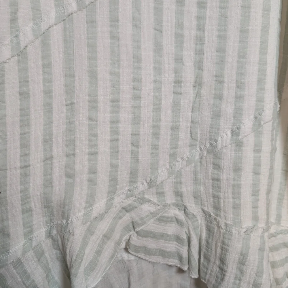 In Loom Seafoam Green And White Striped Gauze Mini Dress High Low Large NWT - Picture 6 of 14